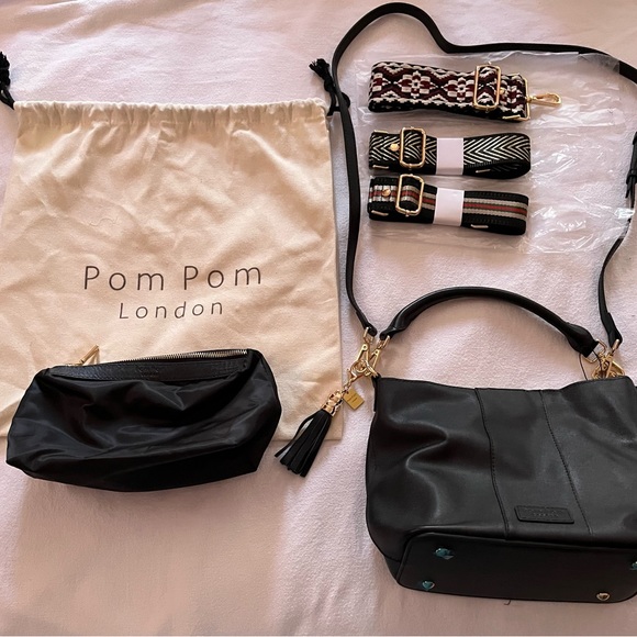 **BNNU** POM POM LONDON “LAMBETH” Handbag w/ 4 STRAPS & FREE TASSEL BAG CHARM❣️ - Picture 7 of 13